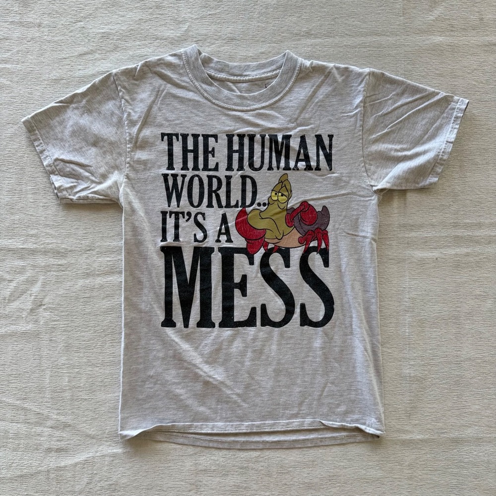 Disney Parks Sebastian‎ Tshirt Kids Large The Little Mermaid Human Word Mess